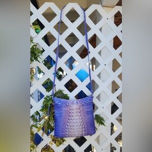 Purple Croc-Embossed Leather Crossbody Bag - Unbranded